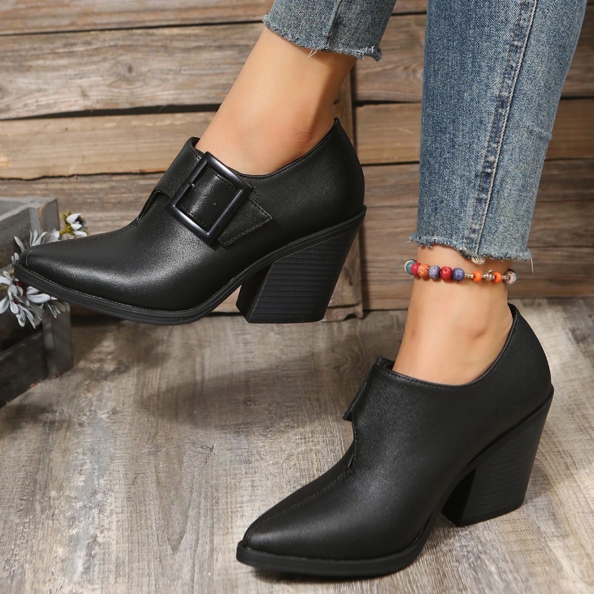 

Туфли-лодочки женские на платформе и блочном каблуке, демисезонные туфли из искусственной кожи на высоком толстом каблуке, 2023