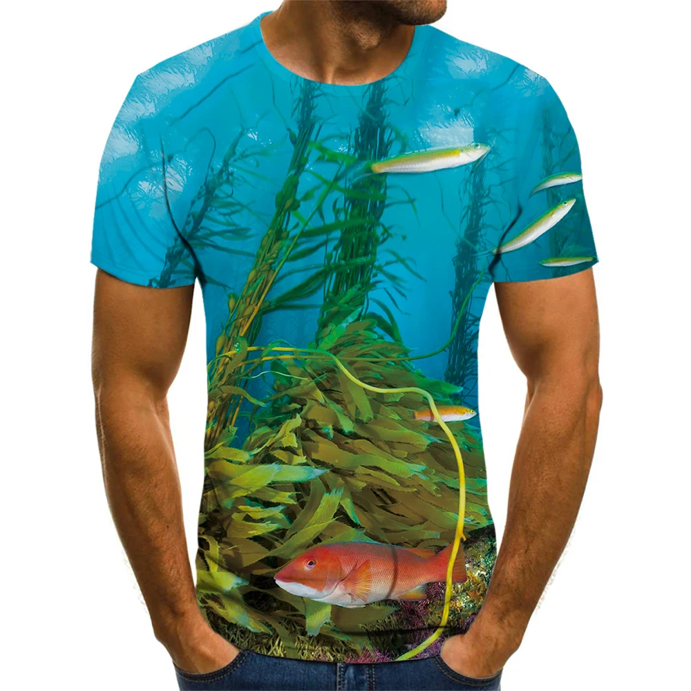 

Summer 2022 New Deep Sea Animal Print Custom Men's And Women's Hip-Hop Clothes Funny Novel Fit Soft Graphic T-Shirt