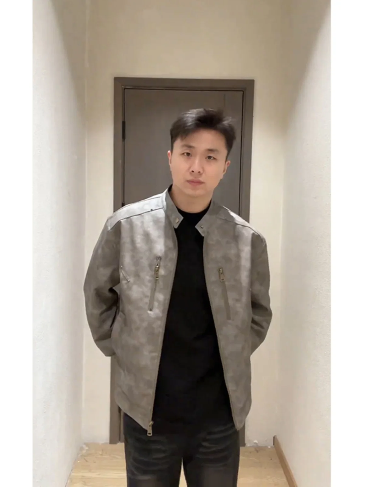 Американское кожаное пальто с заклепками верхняя одежда мужская винтажная