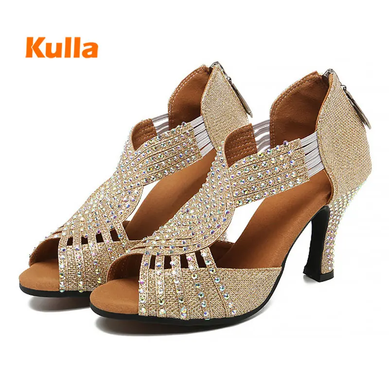 Women Latin Dance Shoes Salsa Tango Ballroom Dancing Shoes Fish Pink 8cm Soft Sole Practice Black Woman's Girl's Heels Sandals