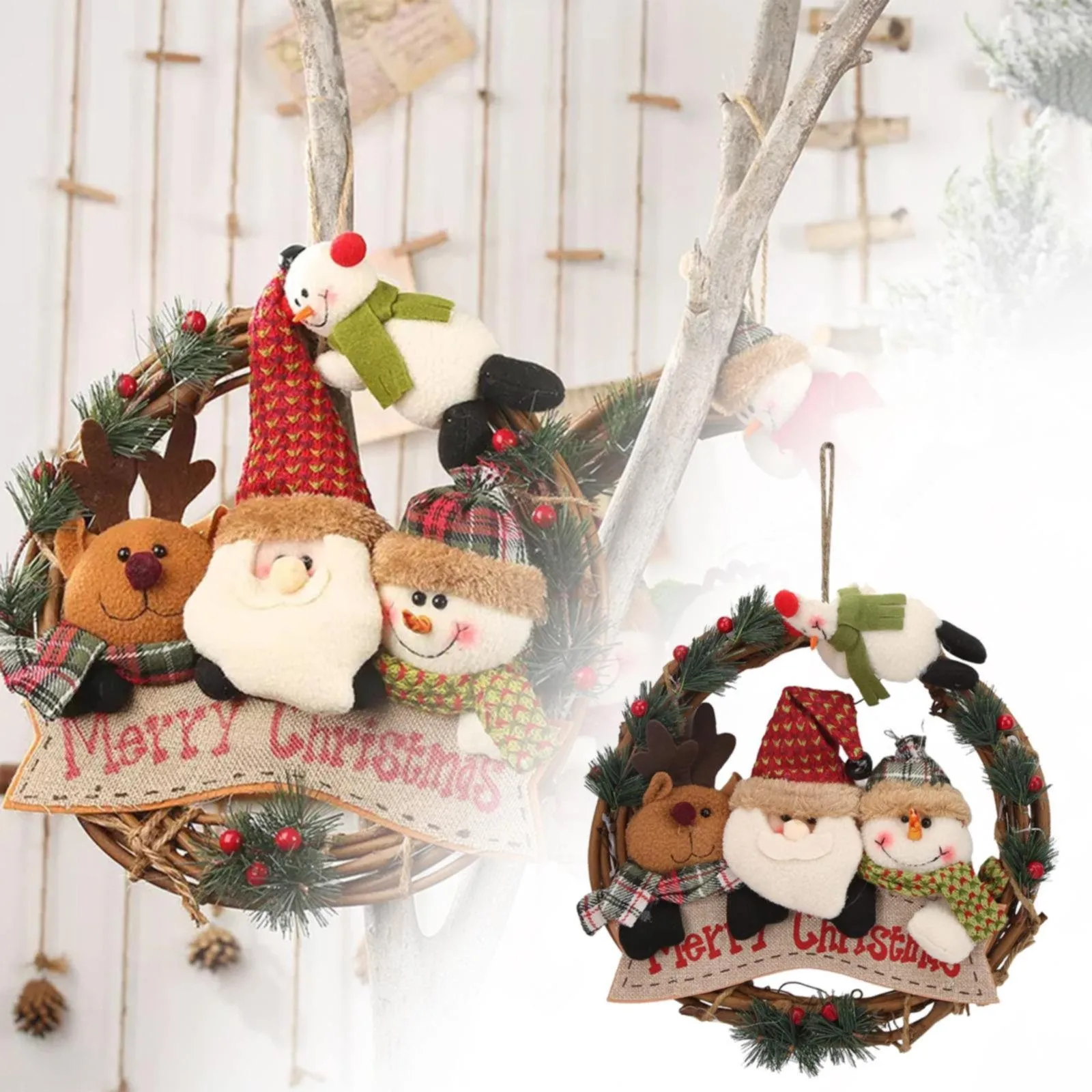 

Рождественские украшения, венок, висячий дверной венок для магазина, стены, окна, многофункциональный дверной венок, рождественские украшения для дверей, добро пожаловать