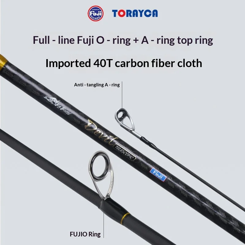 Фото Удилище Bigbison Telescopic UL Lure Rod с катушкой для спиннинга, прямой рукояткой, кольцами Fuji O A, средней быстрой акцией, серия Golden Horn Pro. №4