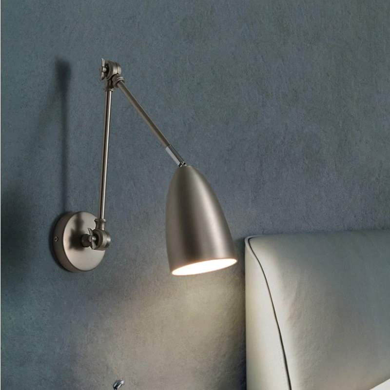 

Прикроватная настенная лампа, современный простой выдвижной Ретро светильник для спальни, чтения В индустриальном стиле