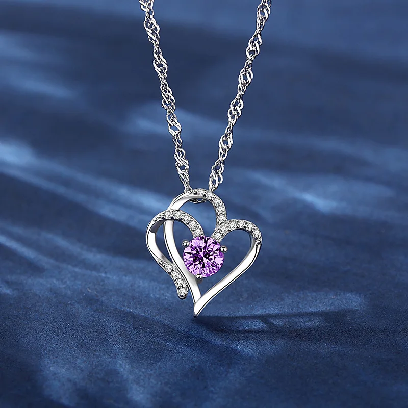 

чокер цепочка на шею женская бижутерия подвеска Изысканная мода женское ожерелье с двойным кулоном в форме сердца с бриллиантами высококачественное характерное ожерелье для помолвки вечевечерние подарок 2022