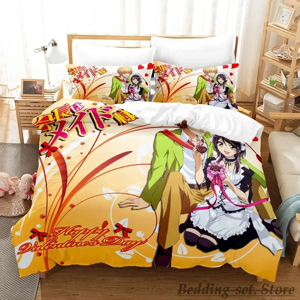 Фото Kawaii New Kaichou Wa Maid-sama Bedding Set Cartoon Anime three-piece set Adult Kid Bedroom Duvetcover Sets 3D camas dormitorio №2