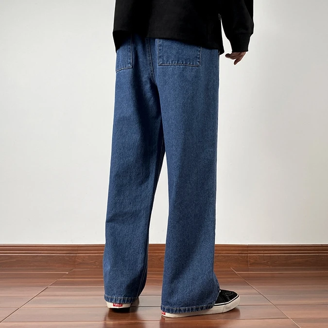 Men's and women's fall straight Jeans Autumn and winter wide leg loose casual Pants Men's Clothing Jeans