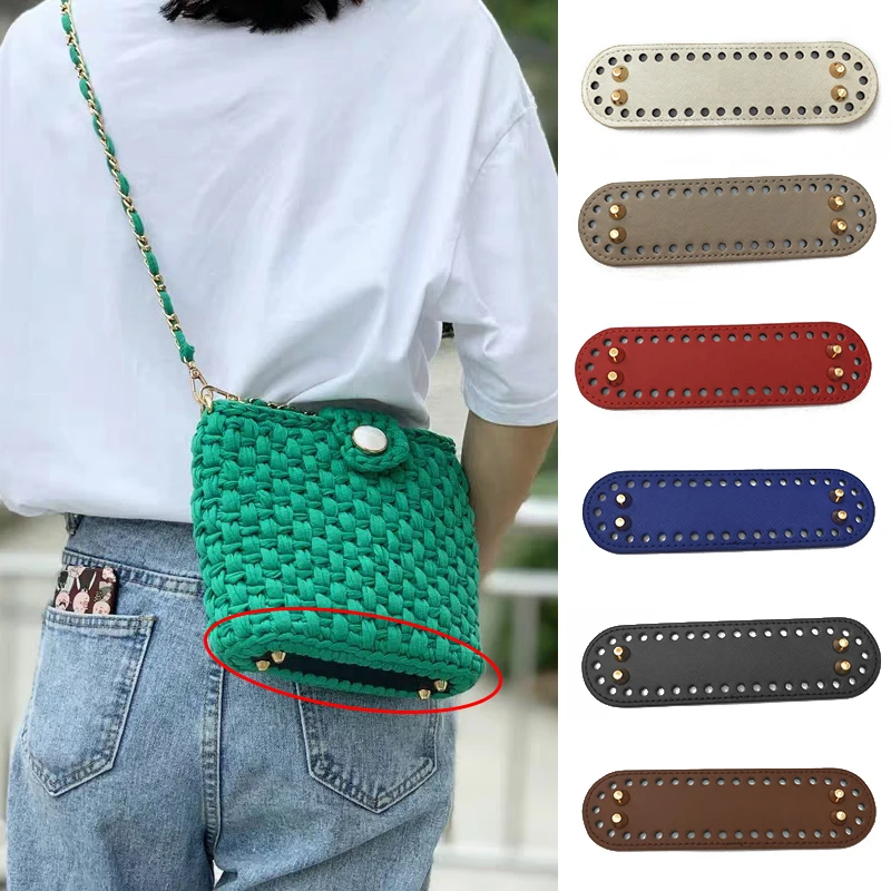 

18*5 CM New Solid Color Cross Pattern Bag Bottom Simple Durable PU Leather Oval Bag Bottom Practical Rivet Bag Accessories