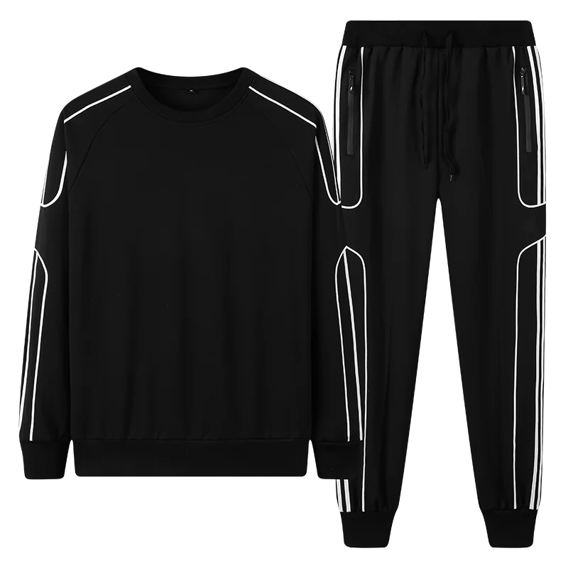 

Fashion Men Tracksuit 2 Piece Set New Casual Men Round Neck Solid Color Sweatshirt + Jogging Pants Spring Autumn Male Sportswear