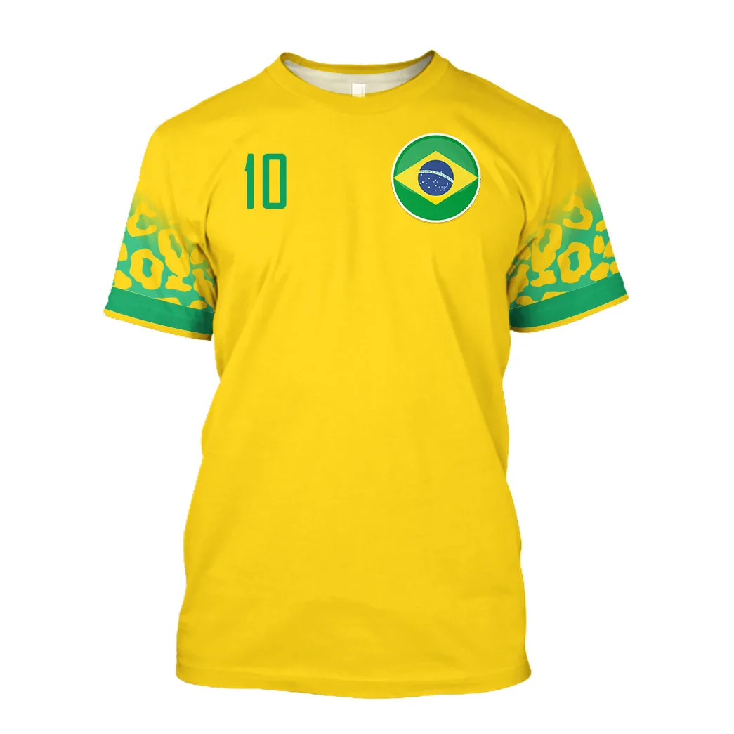 Jumeast Brazil Football Jerseys Graphic T-Shirts Flag Soccer 2022 Printed T Shirty Yellow Mesh Sport Sweats Clothing Team Shirt