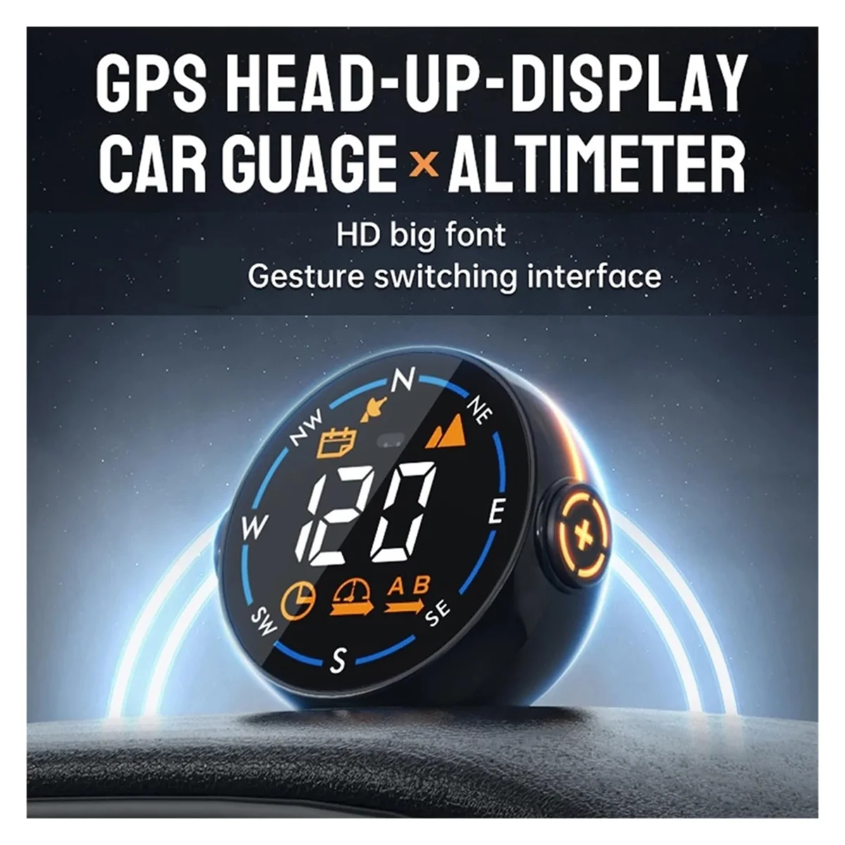Фото ABXHH Автомобильный проекционный дисплей GPS Интеллектуальный измеритель скорости Дисплей Интеллектуальный альтиметр с обнаружением движения Подходит для всех автомобилей №3