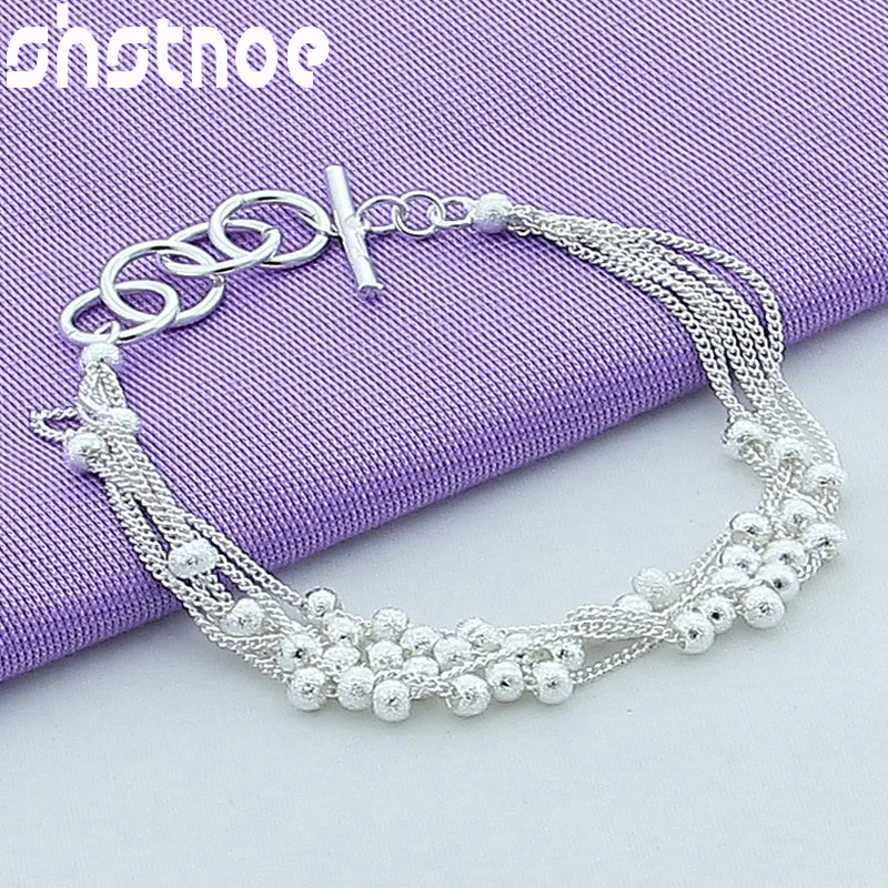 

925 Sterling Silver Matte Bead Ball Chain Grapes Bracelet For Women Party Engagement Wedding Birthday Gift Fashion Charm Jewelry