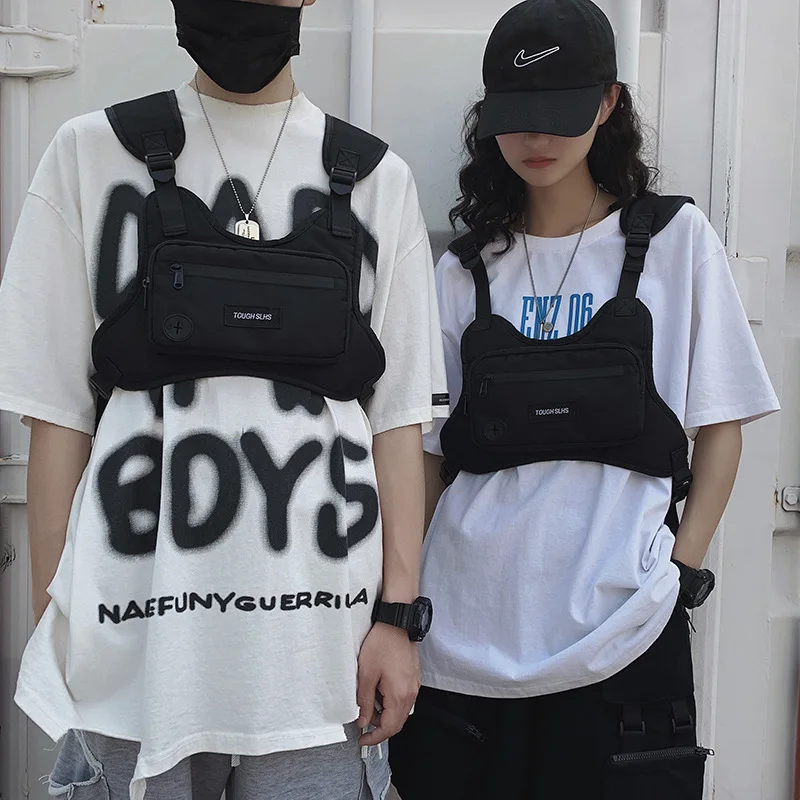 

Trendy street men's and women's chest bag new functional tooling tactical bag fashion vest couple running sports bag