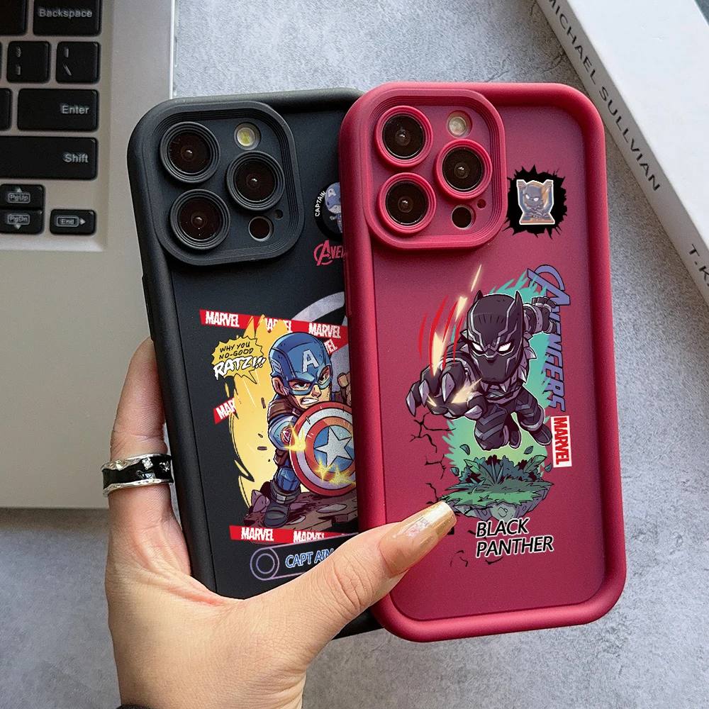 Чехол для телефона с капитаном Америка Черная пантера iPhone 16 15 14 Plus 13 12 Mini 11 Pro Max X Xs