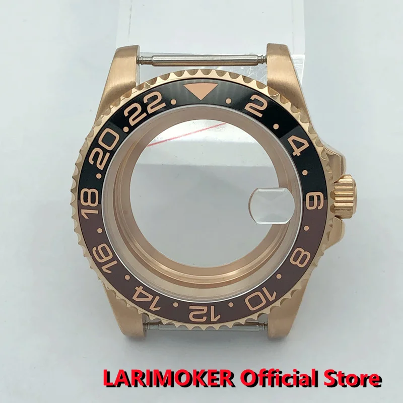 Безель LARIMOKER из сапфирового стекла керамическая вставка розовое золото 40 мм для