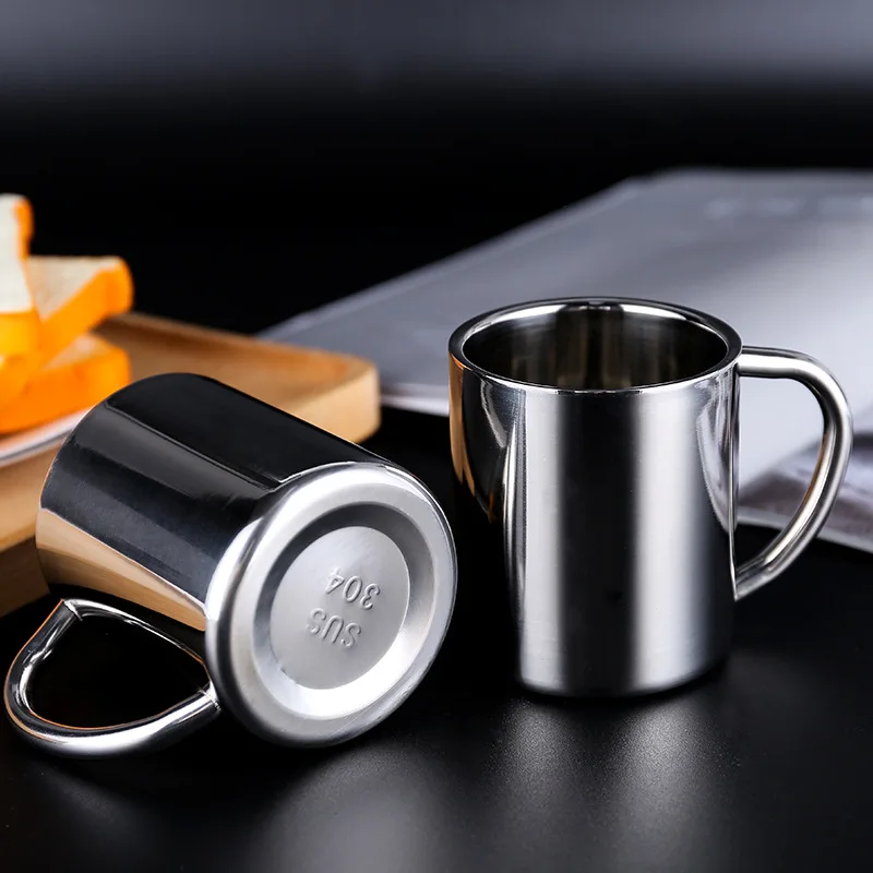 

Double Layer Insulated Thick 200ml304 Stainless Steel Mug with Handle Office Tea Cup Students Kindergarten coffee cup