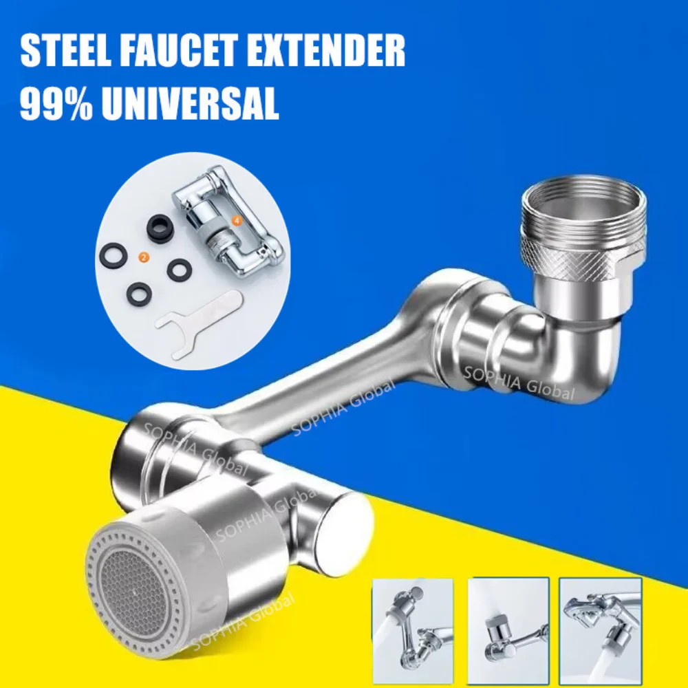 

Alloy Universal 1080° Swivel Extender Faucet Aerator Steel Splash Filter for Kitchen Washbasin Faucet Bubbler Nozzle Robotic Arm