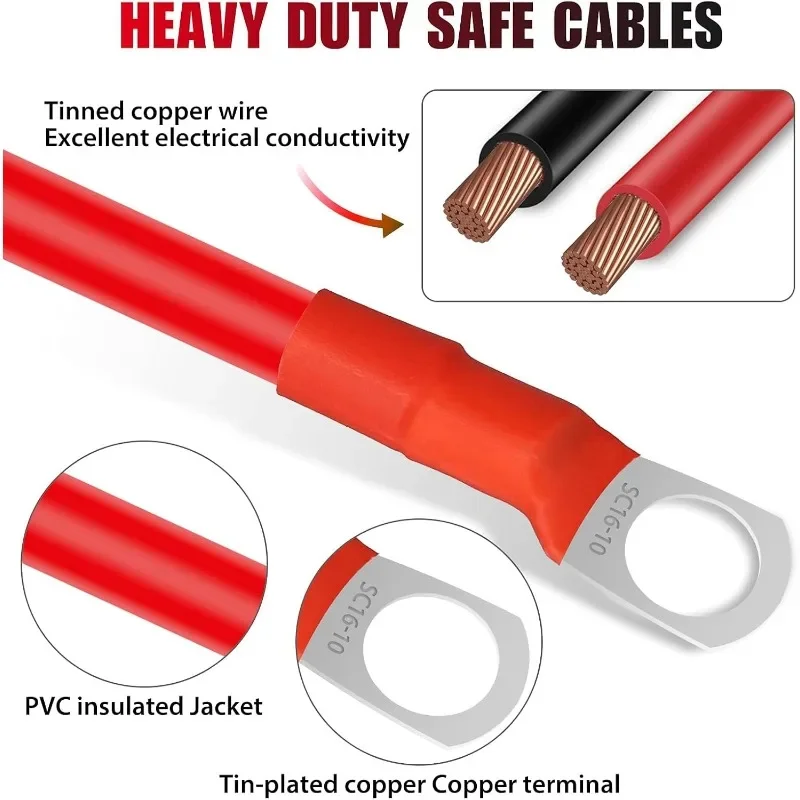 Зарядное устройство для автомобиля 2 шт. 4awg/25 мм2 50 см 12 В