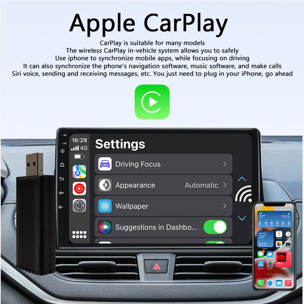 

Адаптер Carplay 5 ГГц Wi-Fi портативный адаптер CarPlay Bluetooth-совместимый 5.0 беспроводной Carplay Box автомобильные аксессуары Автомобильный мультимедиа