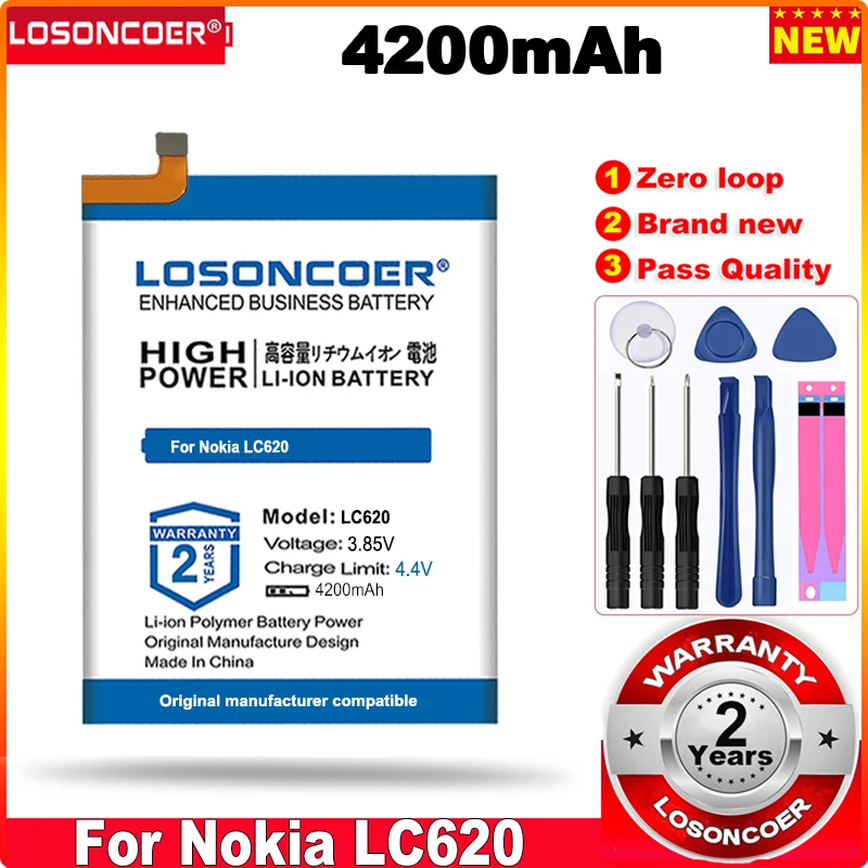 

Аккумулятор LOSONCOER 4200 мАч для Nokia LC 620 LC620 6,2 7,2 TA-1198 TA-1200 TA-1196