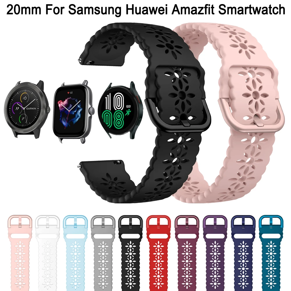 

Ремешок силиконовый для Samsung Galaxy Watch Active 2 Watch 3 41 мм, браслет для Huawei GT 3 Pro 43 мм Amazfit GTS 3 Bip, 20 мм
