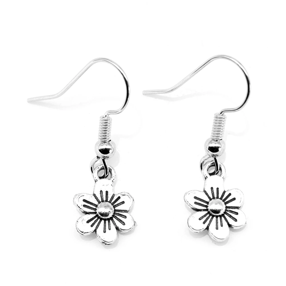 

1pair Antique Silver Color 9x12mm Flowers Earrings Handmade Jewerly Diy