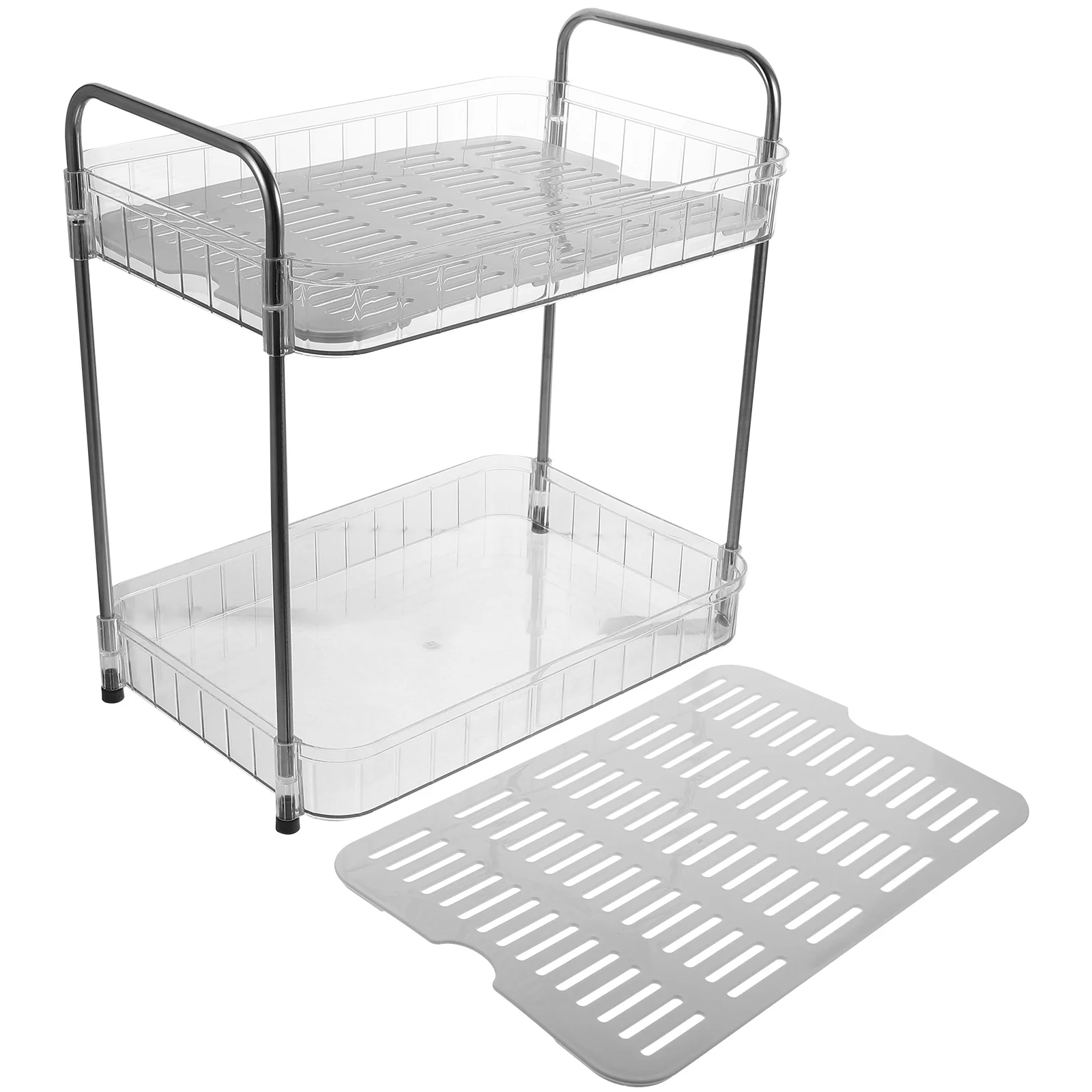 

Home 2-Tier Cups Mugs Drying Rack Kitchen Storage Organizer Multi-purpose Storage Shelf