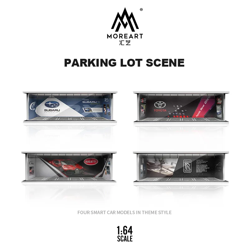 

1/64 Scale Diorama Car Garage Model LED Lighting City Underground Car Parking Lot Backdrop Display Scene Model Collection Gift