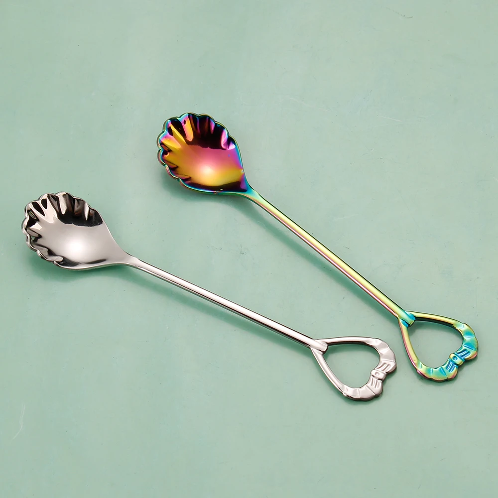 

Мини-ложки в форме сердца из нержавеющей стали 304, креативная десертная ложка для кофе, мороженого, милая детская посуда, рождественский подарок