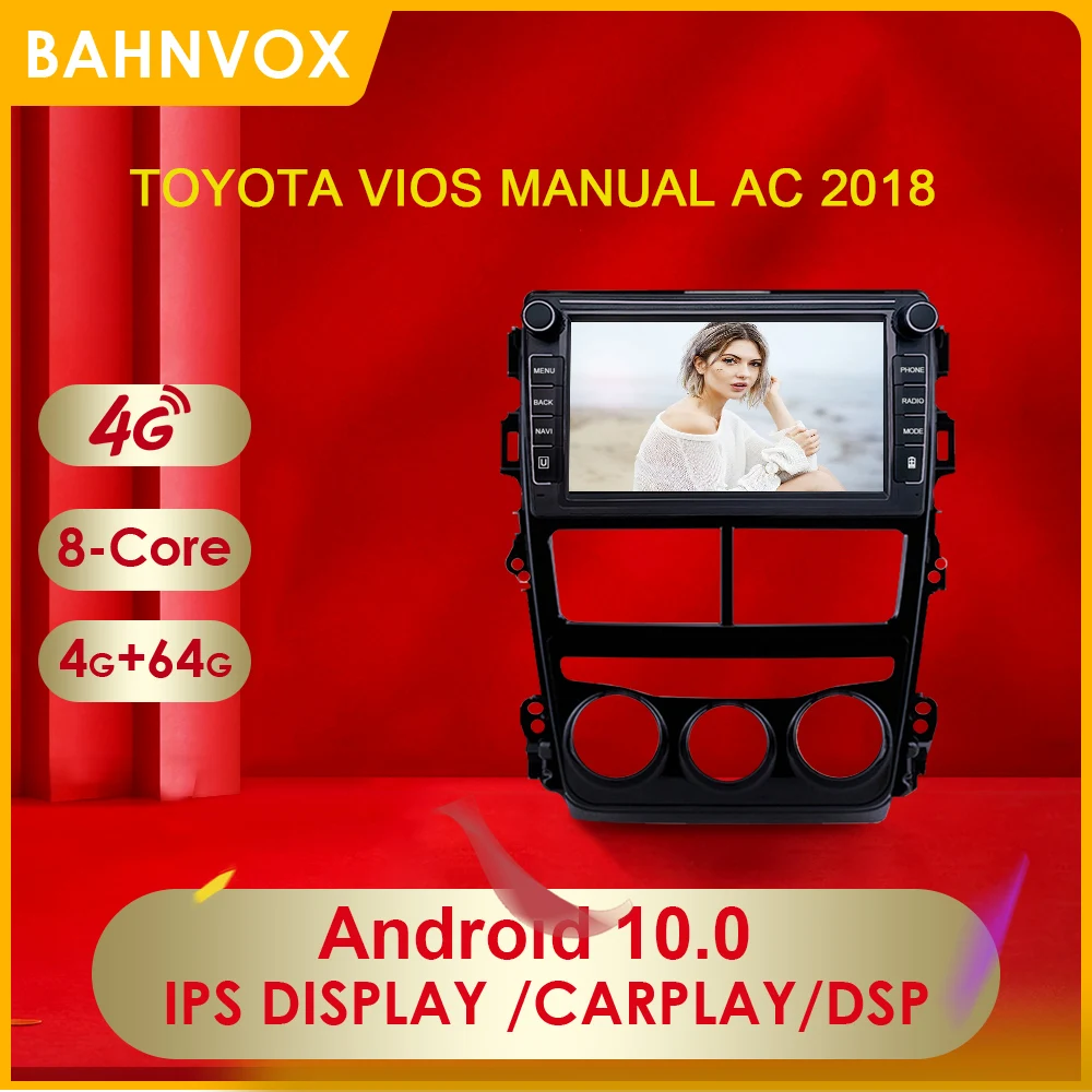 

Автомагнитола 2 Din, Android 10,0, мультимедийный проигрыватель для Toyota VIOS, с ручным управлением, 2018, Carplay, DSP, 4G, IPS, GPS-навигация