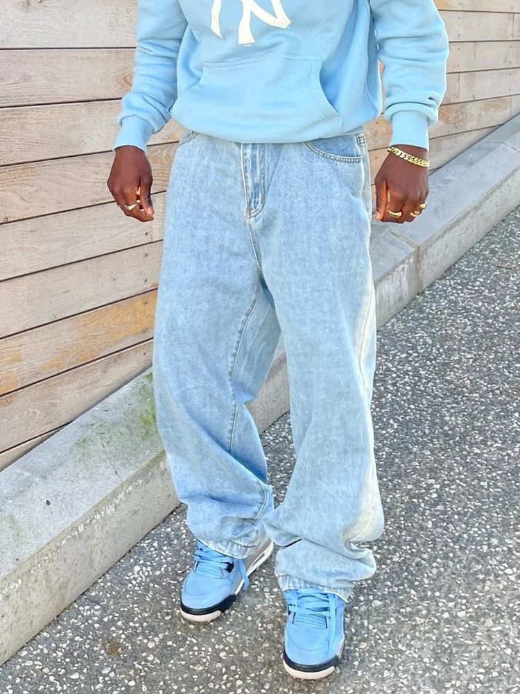 Top Fashion Loose Fit Denim Pants Streetwear Quality Multi Colors Skateboard Trousers Low Rise Straight Leg Baggy Jeans For Men