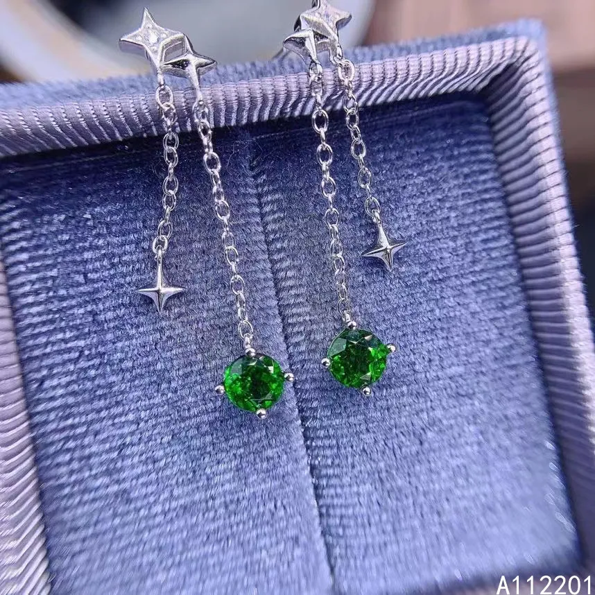 

Fine Jewelry 925 Sterling Silver Inset With Natural Gem Women's Luxury Vintagt Star Diopside Earrings Ear Stud Support Detection