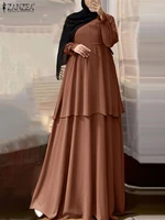 women ruffle sundress zanzea 2022 fashion muslim dress puff sleeve maxi vestidos female vestidos marocain turkish robe oversized