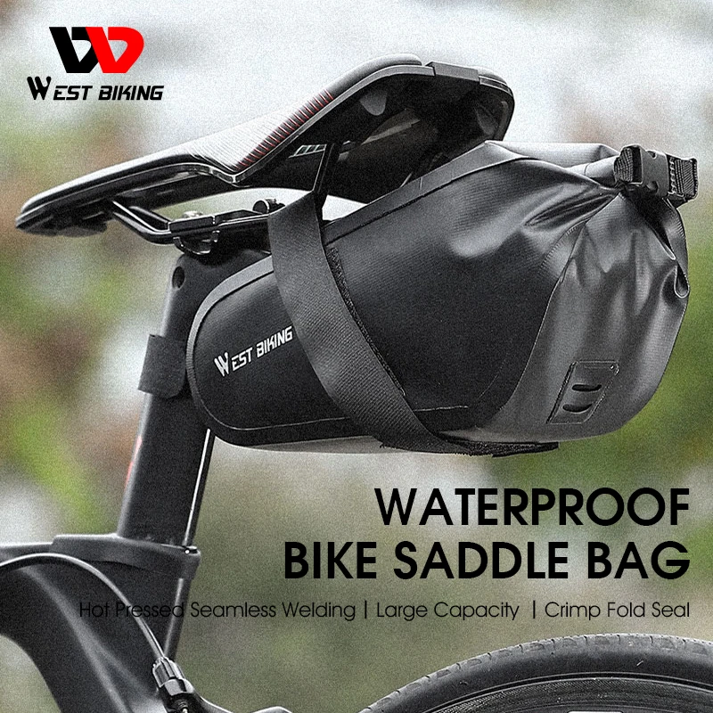

WEST BIKING водонепроницаемая сумка на седло для велосипеда, складная Задняя сумка для хранения инструментов, сумка для велосипеда, сумки для горного велосипеда, дорожного сиденья, аксессуары