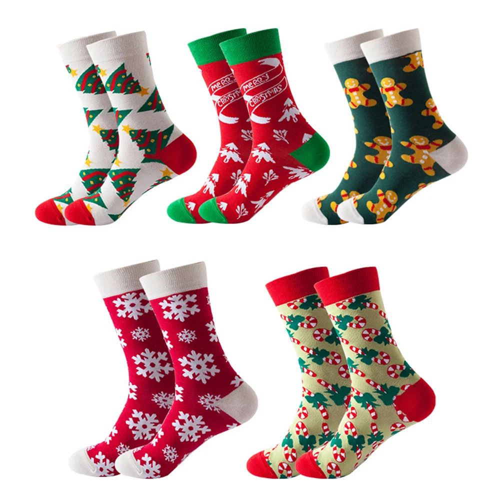 

Woman Christmas Socks Funny Xmas Tree Snowflake Gingerbread man Candy Cane Cotton Tube Crew Happy Sock Men New Year Funny Sokken