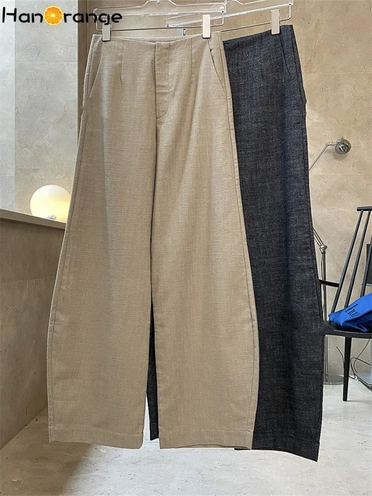 Женские льняные брюки с высокой талией