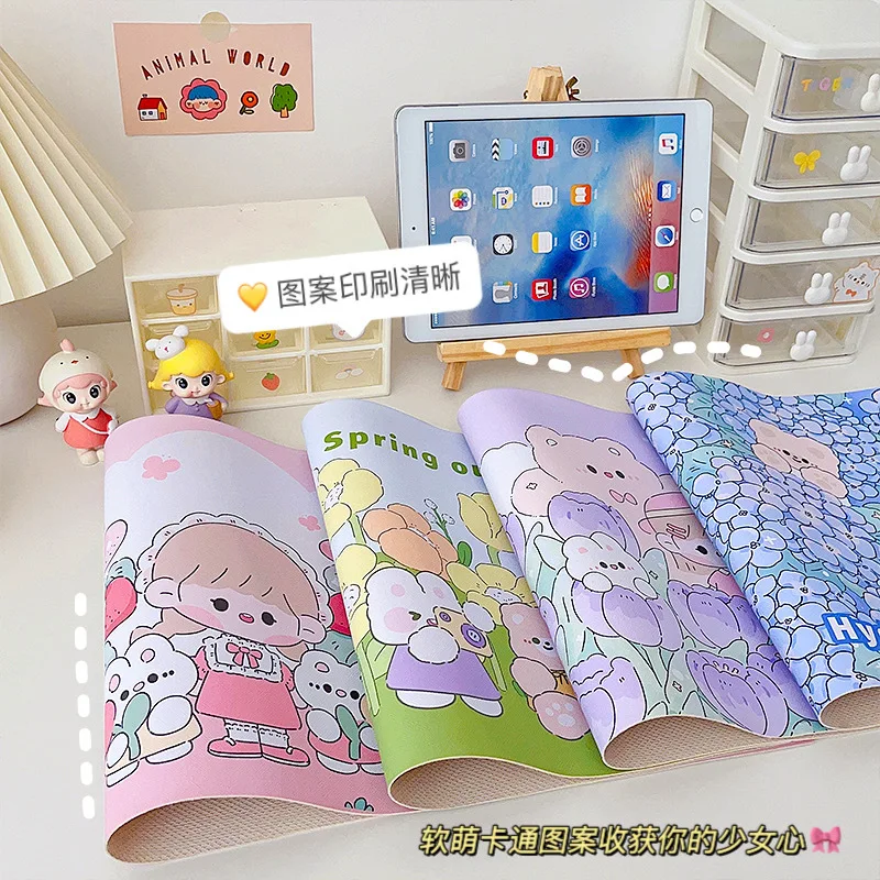 

1pc Large Mouse Pad Waterproof Office Computer Desk Pad Student Dormitory Desktop Pad Cute Little Flower Bear Large Game Mat