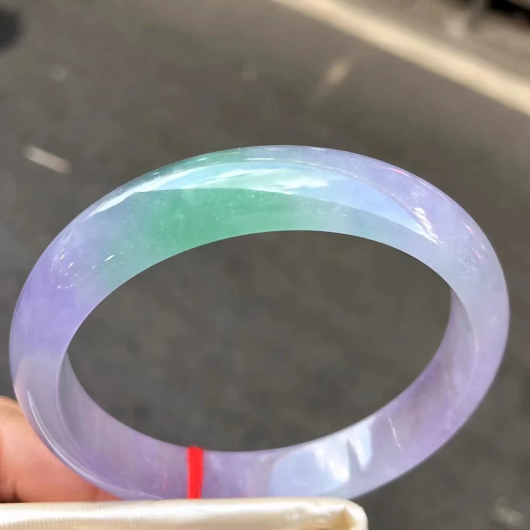 

Natural 100% real Myanmar jadeite bangle flat bar jadeite bangle purple jadeite for woman temperament gift bracelets 58mm 330