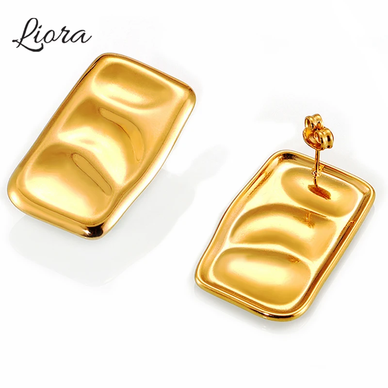 Простые квадратные серьги-гвоздики Liora для женщин блестящие женские серьги из