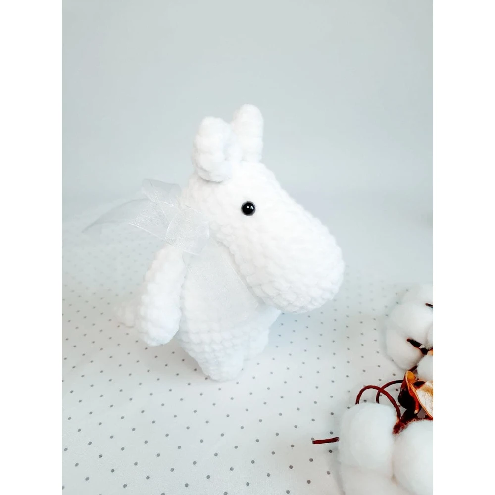 Мягкая игрушка плюшевый Муми-тролль малыш вязаная ручная работа 19см