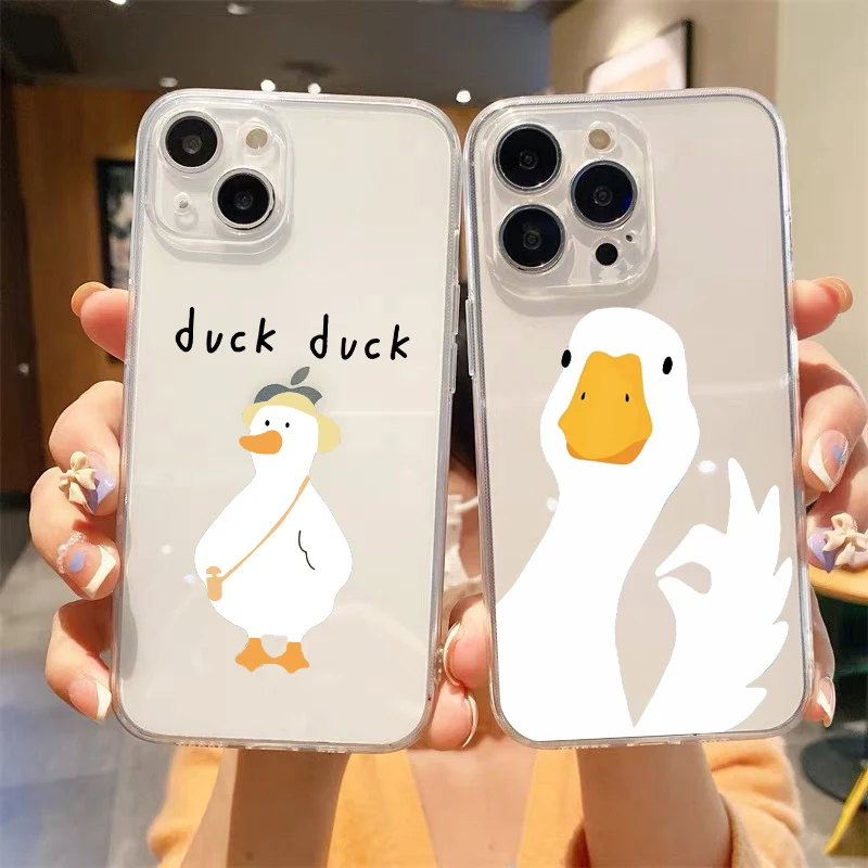 

Cartoon Cute Goose duck Game Clear Phone Case For iPhone 14 13 11 12 Pro Max X XR XS 7 8 Plus SE Soft TPU Cover Coque Funda Capa