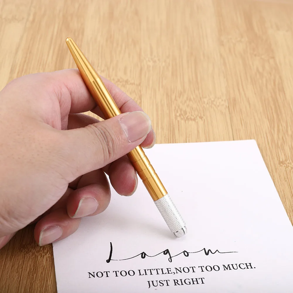 

Stainless Steel Lock-Pin Device Pen Tools Manual Microblading Semi Permanent Makeup Embroidered Eyebrow Tattoo Pen Random Color