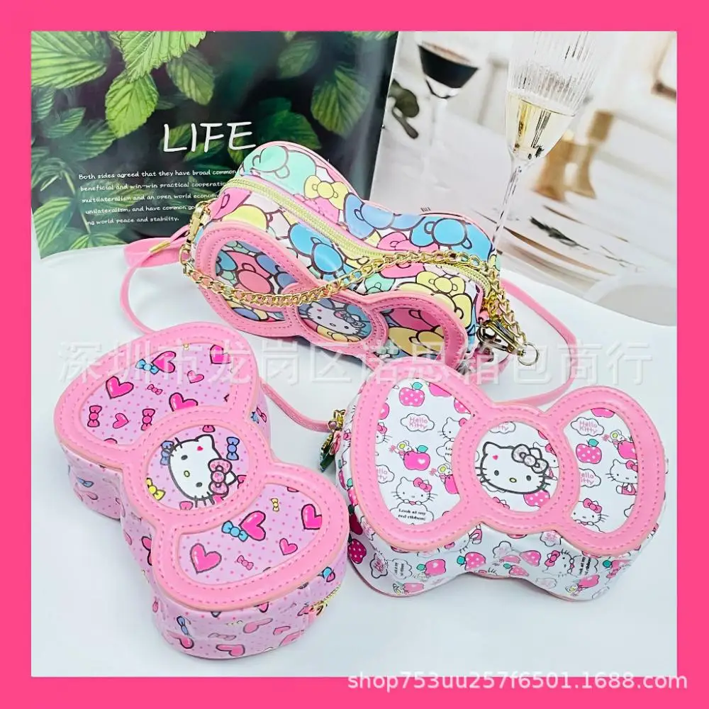 

Kawaii Hello Kitty серия бантов Sanrio мультфильм аниме сумка-мессенджер Детская сумка через плечо сумка для девочек мультфильм Милая Детская сумка