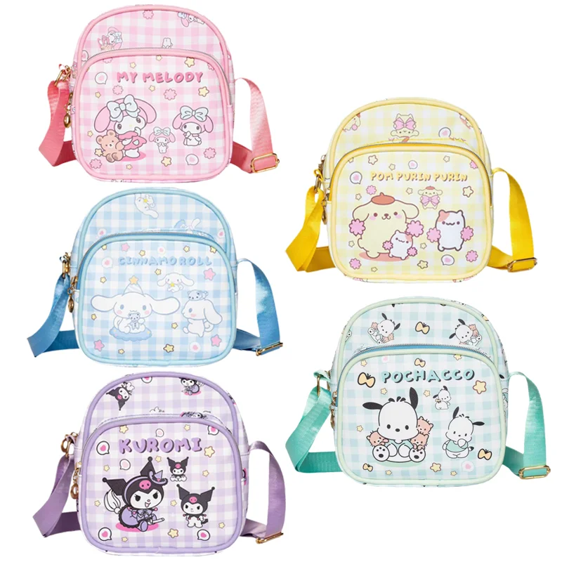 

Anime Sanrios My Melody Cinnamoroll Pochacco Kuromi Cute PU Inclined Shoulder Bag Kawaii Children Storage Bag Kids Birthday Gift