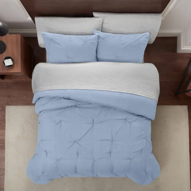 

Clean Solid Pleated 5-Piece Comforter Set, For Adults