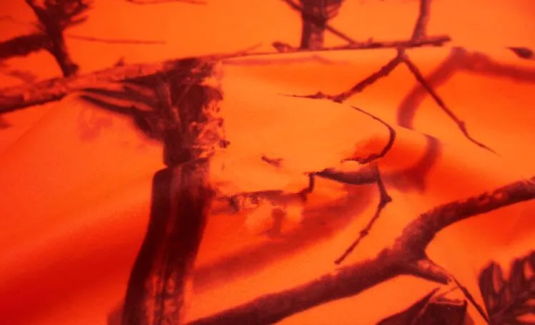 1.5M Width Tangerine Bionic Camouflage Cloth Polyester Knitting Elastic Soft Tree Camo Fabric for DIY Scarf Shirt Sofa Cover |
