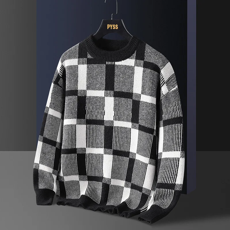 

Non-Iron Plaid Sweaters For Men's Spring Autumn Clothes 2022 Pull OverSize 7XL 8XL Classic Style Casual Pullovers