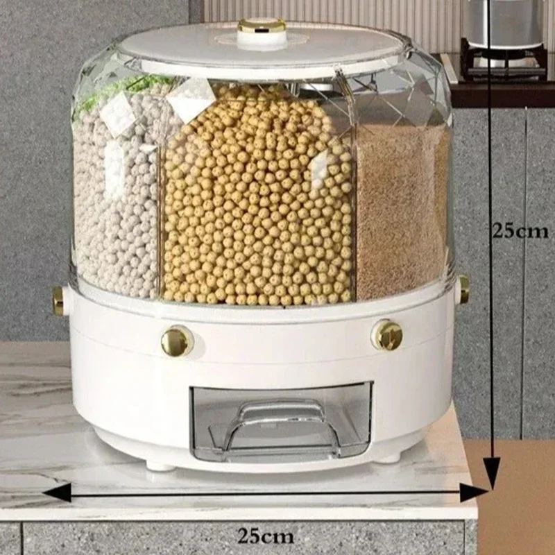 Вращающийся дозатор риса с 6 сетками ящик для хранения герметичное ведро сухих