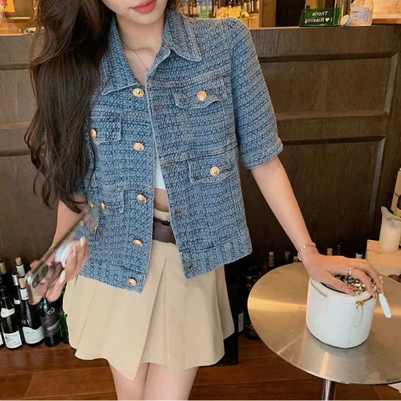 Женская джинсовая куртка свободная ковбойская в Корейском стиле с короткими