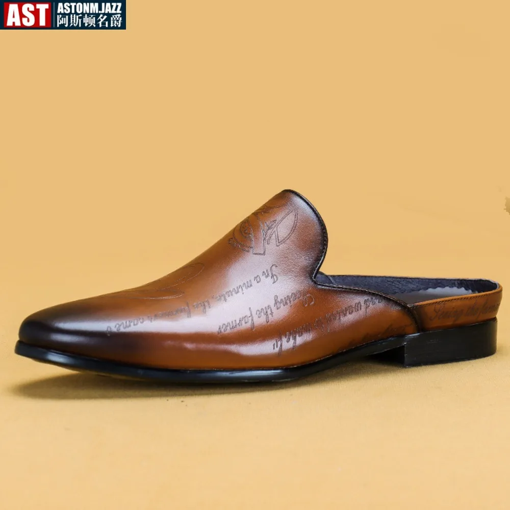 Мюли мужские из натуральной кожи летние сандалии модные повседневные дышащие