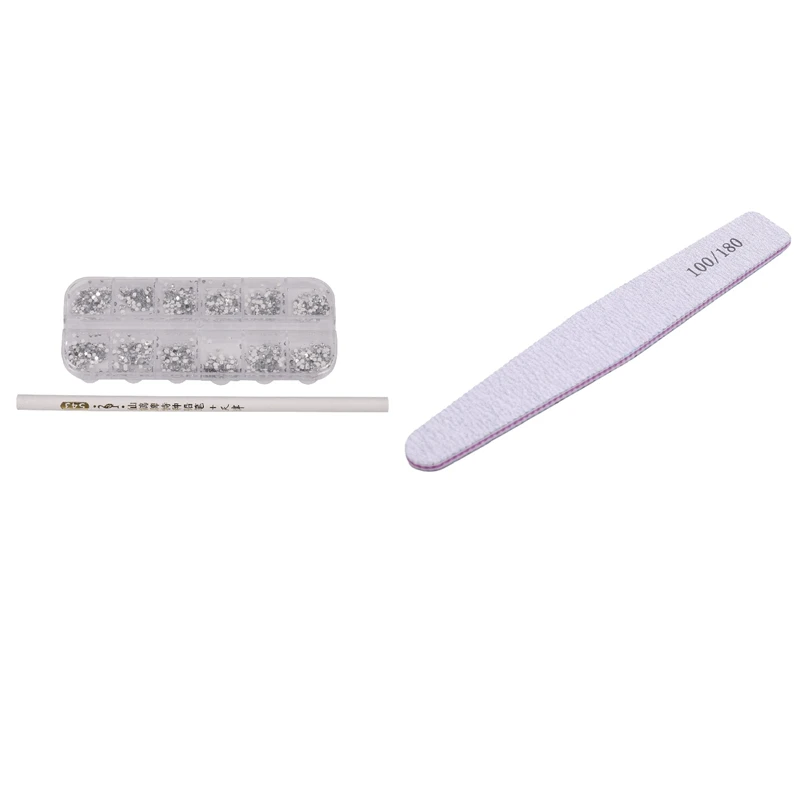 

3000Pc Rhinestones Gems Studs Nail Art Decoration With 10Pcs Nail Art Sanding Buffer Buffing Manicure Gel Files Grit